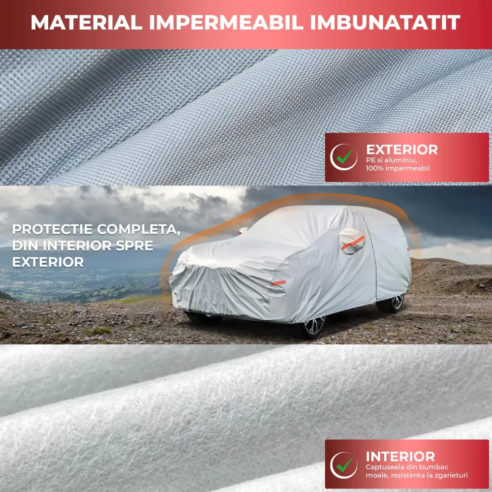 Prelata Auto Premium Elindor® Impermeabila, Protectie UV, Antisoare, Praf, Ploaie si Zapada, Toate Anotimpurile, Husa Exte...