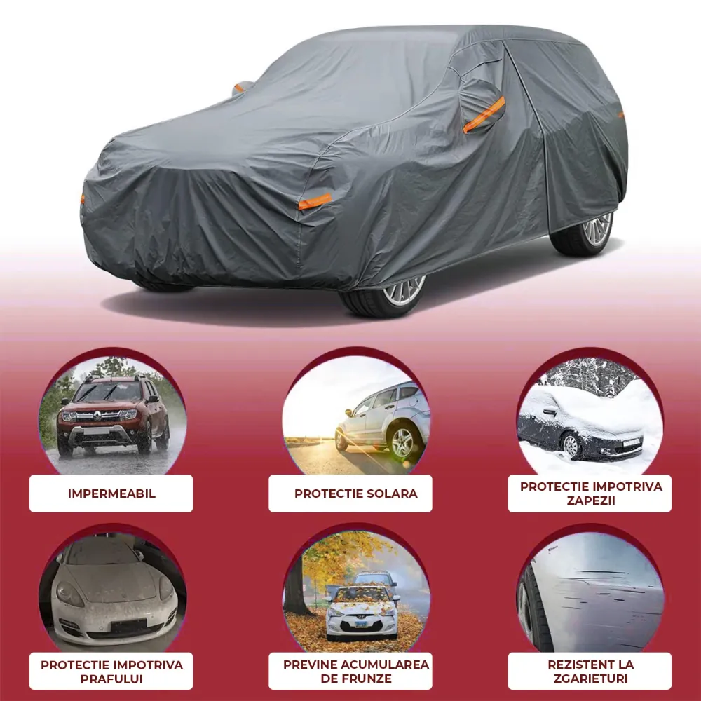Prelata Auto Premium Elindor® Impermeabila, Protectie UV, Antisoare, Praf, Ploaie si Zapada, Toate Anotimpurile, Heavy Dut...