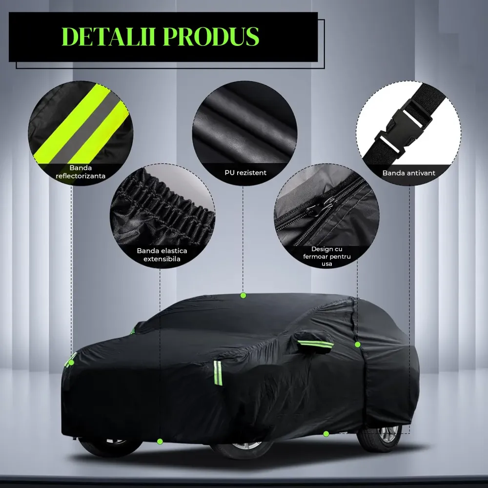 Prelata Auto Premium Elindor® Impermeabila, Protectie UV, Antisoare, Praf, Ploaie si Zapada, Toate Anotimpurile, Husa Exte...