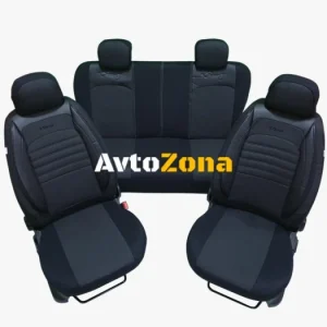 Set complet - LUXE - tapițerie/cuverturi din piele ecologică și material textil - negru - negru
