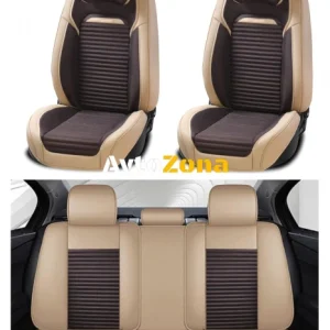Set complet de tapițerie universală, huse pentru scaune auto Eco piele de lux și textile de înaltă calitate în bej și maro...