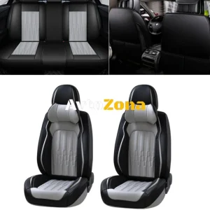 Set complet tapițerie universală, huse pentru scaune auto din piele ecologică de lux în negru cu gri, cu perne