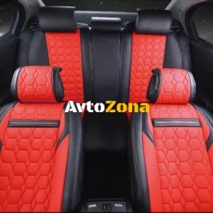 Set complet de tapițerie universală, huse pentru scaune auto Eco piele de lux roșu și negru