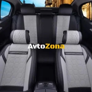 Set complet de tapițerie universală, huse pentru scaune auto de lux Eco Leather gri și negru