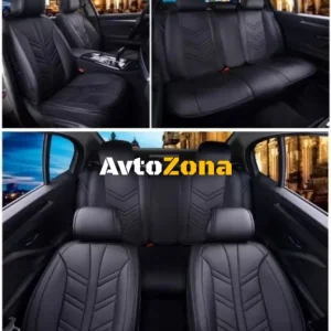Set complet de tapițerie universală, huse pentru scaune auto de lux Eco piele neagră
