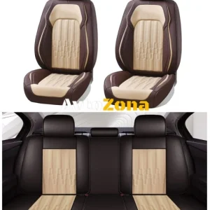 Set complet tapițerie universală, huse pentru scaune auto din piele ecologică de lux în bej și maro (culoarea cafelei)
