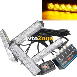 Set de 4 contoare cu controler 6 LED-uri Led Diode de urgență Blitz Flashing Light Road Aid Platform 12V