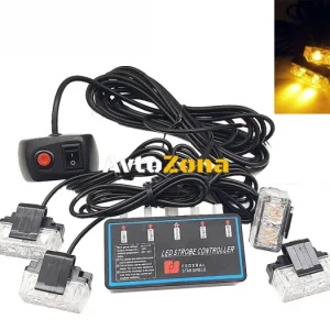 Set de 4 contoare cu controler 2 LED-uri Led Diode de urgență Blitz Flashing Light Road Aid Platform 12V