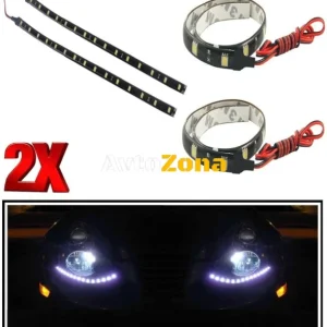 Set de două benzi de diode impermeabile - lumina zilei , benzi flexibile, Bandă de lumină albă 5050 SMD 12V, 30cm