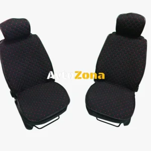 1+1 set de huse textile solide pentru scaune / tapițerie - negru cu fir roșu