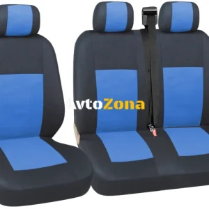 2+1 SET DE HUSE UNIVERSALE , TAPIȚERIE PENTRU SCAUNE FAȚĂ PENTRU FURGONETĂ , CULOARE ALBASTRU-NEGRU , TEXTIL