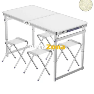 Set de 4 scaune cu masă pliabilă din aluminiu 120 x 60 cm pentru picnic camping grădină terasă patio etc.