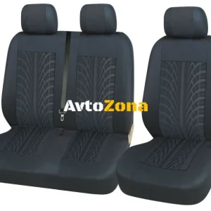 Set de 2 + 1 tapițerie / huse pentru dubiță / furgonetă cu model de prindere - textil - negru - 5 bucăți