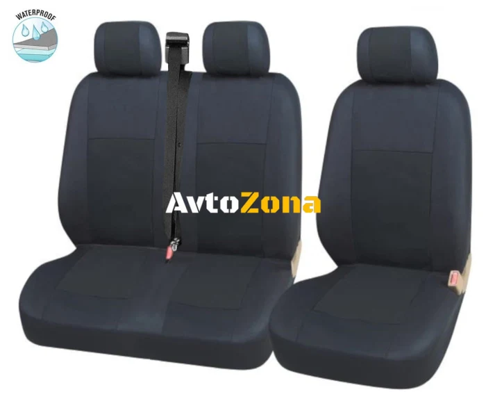 Set 2 + 1 Tapițerie, textil, impermeabil, negru, 5 bucăți