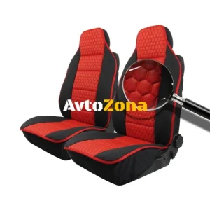 Set tapițerie universal 1+1 pentru scaunele din față Luxury Black - Red, Eco Leather