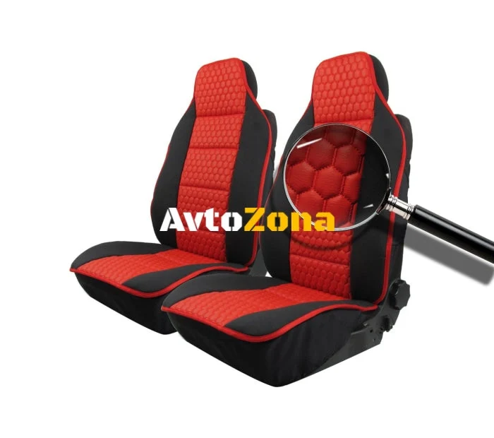 Set tapițerie universal 1+1 pentru scaunele din față Luxury Black - Red, Eco Leather