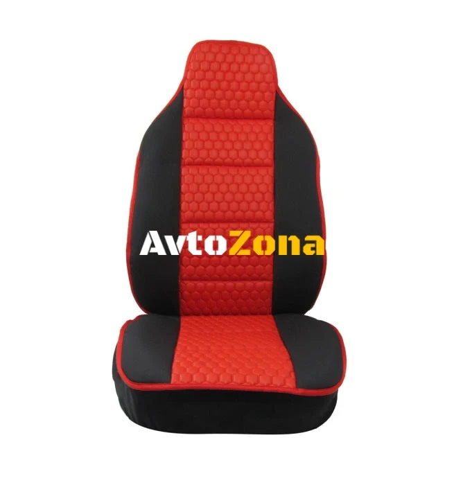 Set tapițerie universal 1+1 pentru scaunele din față Luxury Black - Red, Eco Leather
