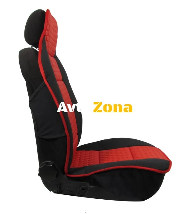 Set tapițerie universal 1+1 pentru scaunele din față Luxury Black - Red, Eco Leather