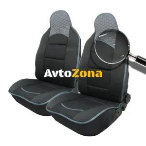 Set tapițerie universal 1+1 pentru scaunele din față Luxury Black-Grey, textile și piele ecologică