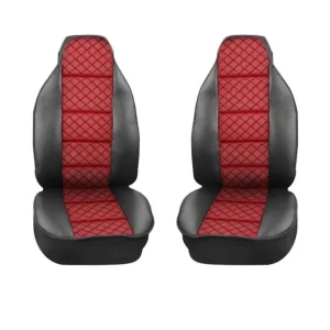 Set tapițerie universal 1+1 pentru scaunele din față Luxury Black - Red Thread, Eco Leather