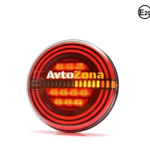 Stop cu LED și girofar dinamic WAS , efect neon, rotund, tip hamburger , Ø14.2cm , 3 funcții, E-Mark, 12V-24V