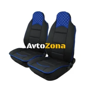 Tapițerie auto pentru scaunele din față - albastru și negru - Eco piele și textile