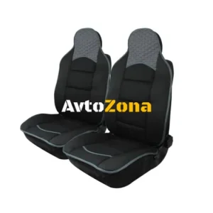 Tapițerie auto pentru scaunele din față - gri negru - Eco piele și textile