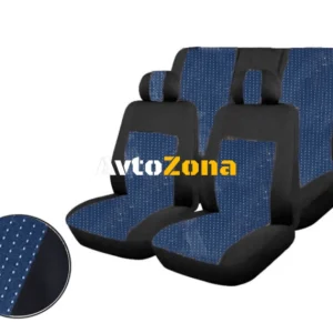 Tapițerie auto universală, huse pentru scaune, set complet cu fermoar, scaun spate divizibil albastru