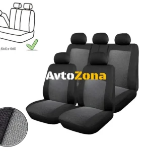 Tapițerie auto universală, huse pentru scaune, set complet cu fermoar, scaun spate divizibil gri