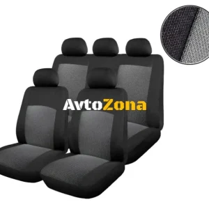 Tapițerie auto universală, huse pentru scaune, set complet, 9 bucăți gri-negru