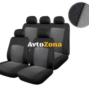 Tapițerie auto universală, huse pentru scaune, set complet, 9 bucăți gri-negru