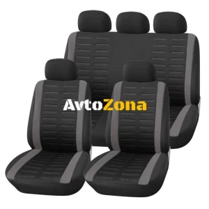 Tapițerie auto universală pentru scaune Set complet 9 bucăți gri și negru