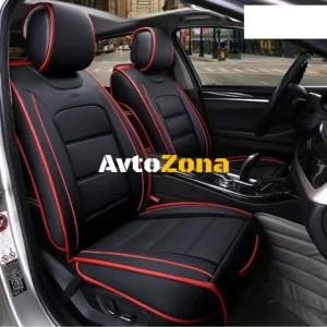 Tapițerie din piele universală, huse pentru scaune față negre și roșii