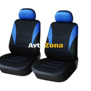 1+1 Tapițerie universală nouă pentru scaunele din față, huse auto Van Textile albastru-negru