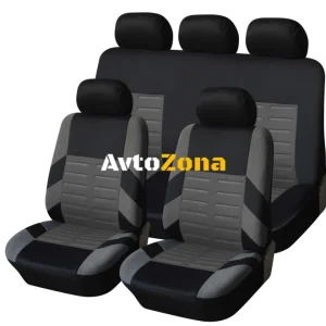 Universal auto tapițerie scaune acoperă set complet 9 bucăți gri negru