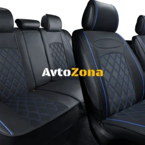 Universal piele auto tapițerie 5 piese negru cu albastru