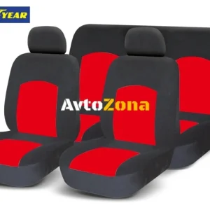 Universal Upholstery Set complet de huse pentru scaune față și spate în roșu și negru Goodyear Goodyear Textile