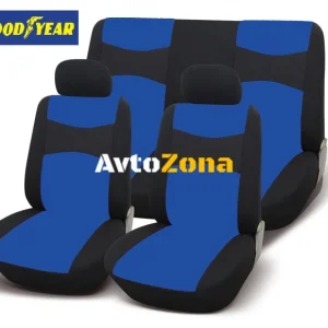 Universal Upholstery Set complet de huse pentru scaune față și spate din material textil Goodyear Goodyear albastru și negru